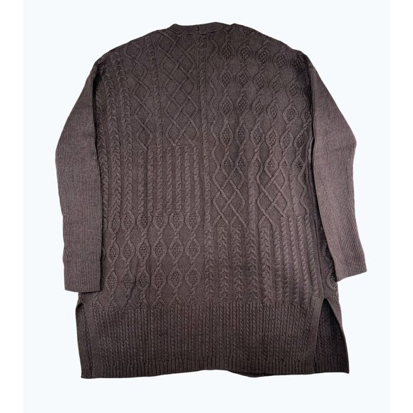 Chicos Espresso Brown Knit Open Front Cardigan Sweater Wool Cashmere Size 1 US M - Picture 3 of 13